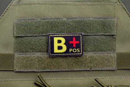 Blood type B+ pos BLACK paramedic emt patch