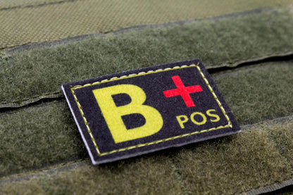 Blood type B+ pos BLACK paramedic emt patch