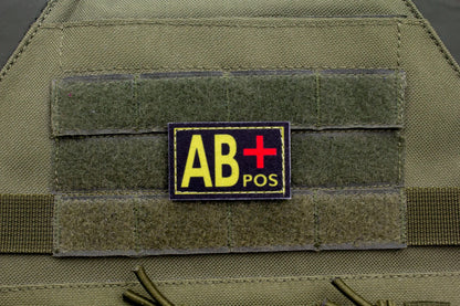 Blood type AB+ pos BLACK paramedic emt patch