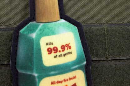 Mouthwashing bottle hook and loop morale patch