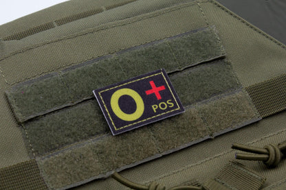 Blood type O+ pos BLACK paramedic emt patch