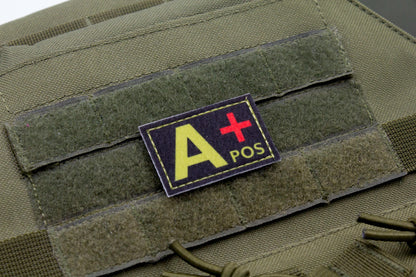 Blood type A+ pos BLACK paramedic emt patch