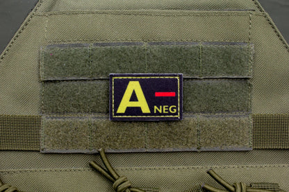 Blood type A- neg BLACK paramedic emt patch