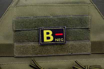 Blood type B- neg BLACK paramedic emt patch