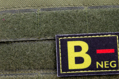 Blood type B- neg BLACK paramedic emt patch