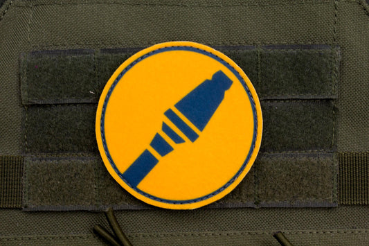 Soldier TF2 BLUE team hook and loop morale patch 3″