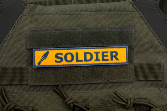 Soldier TF2 BLUE team stripe hook and loop morale patch