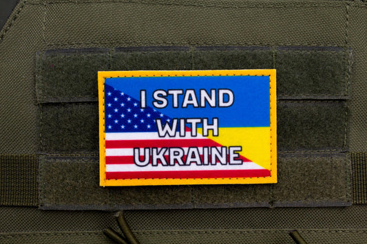 I stand with Ukraine United States flag hook and loop patch