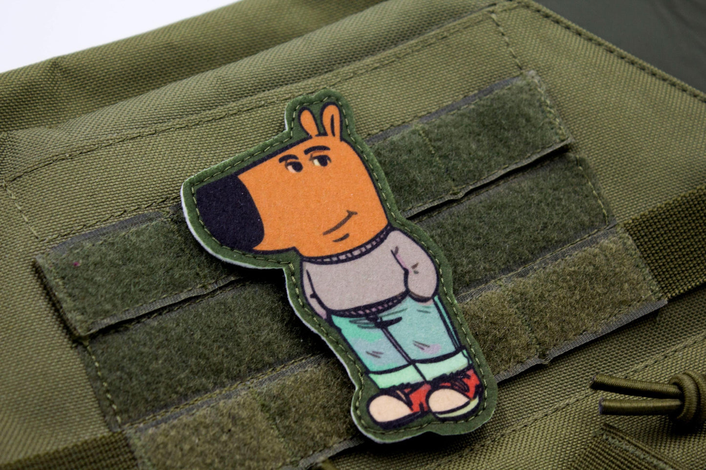 Chill Guy meme hook and loop morale patch
