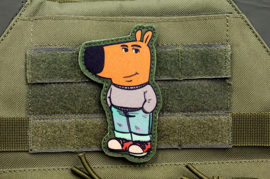 Chill Guy meme hook and loop morale patch